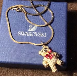 Vintage Swarovski Teddy Bear Pendant Necklace